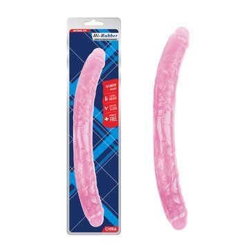 Фаллоимитатор&nbsp;двухсторонний розовый&nbsp;Chisa&nbsp;Hi-Rubber 18&nbsp;INCH