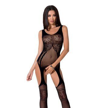 Бодістокінг Passion BS061 black, комбінезон, імітація панчох, Черный