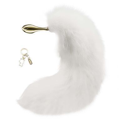 Металлическая анальная пробка Лисовый хвост LOCKINK SEVANDA White Fox-Tail