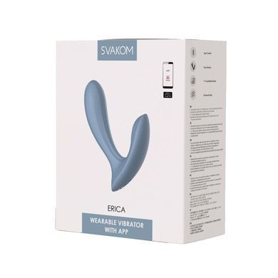 Смарт-вибратор в трусики Svakom Erica Dusty Blue, очень гибкий, 2 мотора.