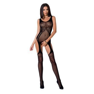 Бодістокінг Passion BS061 black, комбінезон, імітація панчох, Черный