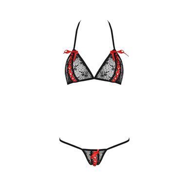 Комплект білизни MELISSA BIKINI black XXL/XXXL - Passion: ліф зі шнурівкою і трусики стрінги, Черный