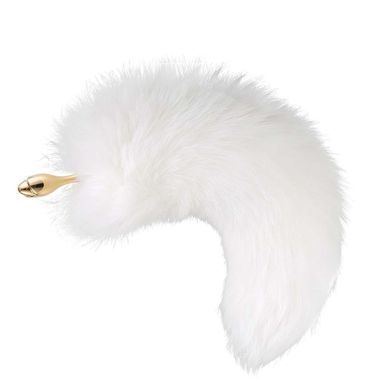 Металлическая анальная пробка Лисовый хвост LOCKINK SEVANDA White Fox-Tail