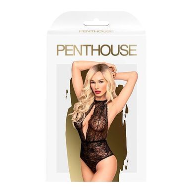 Боди с глубоким декольте и высокими трусиками Penthouse - Toxic Powder Black L/XL, Черный