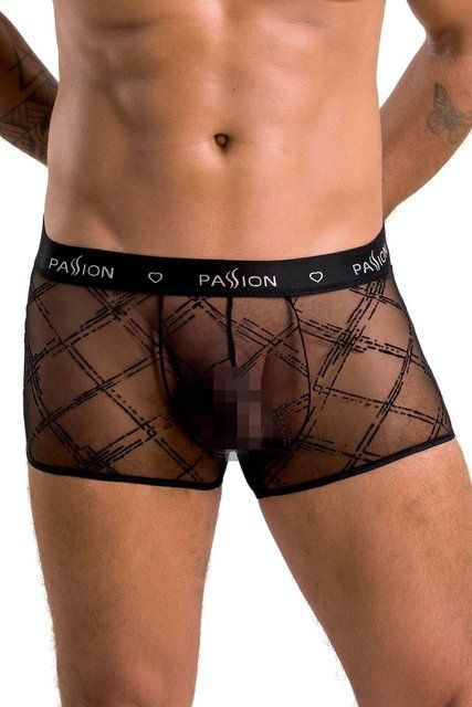 Мужские прозрачные боксеры Passion Short James S/M, черные, сетка