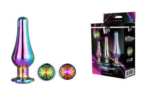 DT21873 набір анальних пробок конічної форми Dream Toys GLEAMING LOVE PLEASURE SET MULTICOLOUR