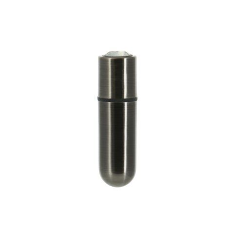 Вибропуля PowerBullet First-Class Bullet 2.5&Prime; with Key Chain Pouch, Gun Metal, 9 режимов вибрации, Серебристый/черный