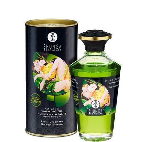 Органічна олія, що зігріває Shunga Aphrodisiac Warming Oil &ndash; Exotic green tea (100 мл) без цукру