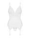 Сатиновый кружевной корсет Obsessive 810-COR-2 babydoll & thong S/M, белый, корсет, танга