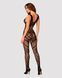 Сетчатый бодистокинг с вырезами и рисунком Obsessive Bodystocking G328 S/M/L, черный, комбинезон