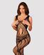 Сетчатый бодистокинг с вырезами и рисунком Obsessive Bodystocking G328 S/M/L, черный, комбинезон