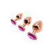 Металлическая анальная пробка Wooomy Tralalo Rose Gold Metal Plug Magenta S диаметр 2,8см, длина 7см