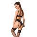 Комплект білизни FLORIS SET black L/XL - Passion Exclusive: ліф, трусики, пояс для панчох, Черный