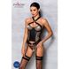 Сетчатый комплект корсет с халтером, съемные подвязки и трусики Amanda Corset black L/XL - Passion, Черный