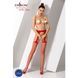 Эротические колготки-бодистокинг Passion S011 red, имитация чулок в крупную сетку и пояса, Красный