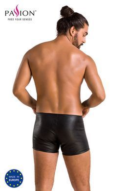 Чоловічі шкіряні боксери з блискавками Passion Short Matt S/M, чорні