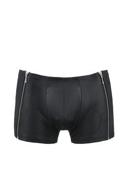 Чоловічі шкіряні боксери з блискавками Passion Short Matt S/M, чорні
