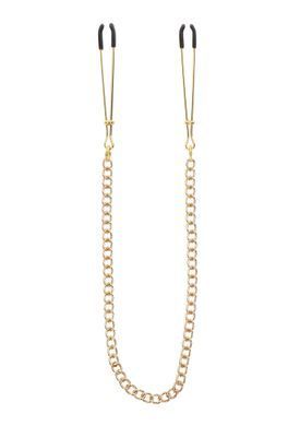 Затискачі на соски з ланцюжком Taboom Nipple Play Tweezers With Chain, золотисті