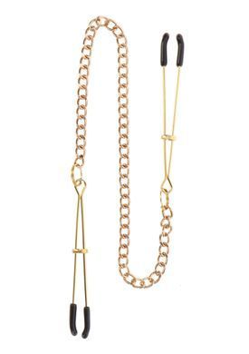 Затискачі на соски з ланцюжком Taboom Nipple Play Tweezers With Chain, золотисті