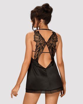 Сорочка Obsessive Alifini chemise & thong black S/M