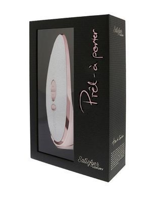 Люксовый вакуумный стимулятор Satisfyer Luxury Pret-a-Porter White со вставкой из кожи, Белый