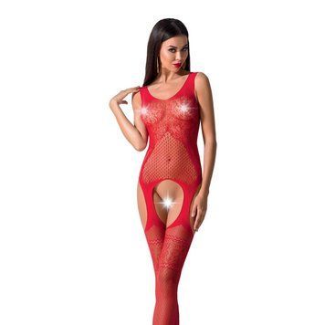 Бодістокінг Passion BS061 red, комбінезон, імітація панчох, Червоний