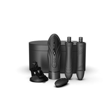 Компактная смарт секс-машина Zalo &ndash; Sesh Obsidian Black, 2 насадки, пульт ДУ, кристалл Swarovski