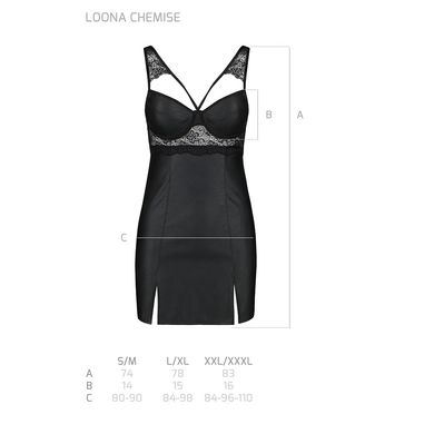 Бебі-дол з еко-шкіри та мережива Loona Chemise black L/XL - Passion, Черный