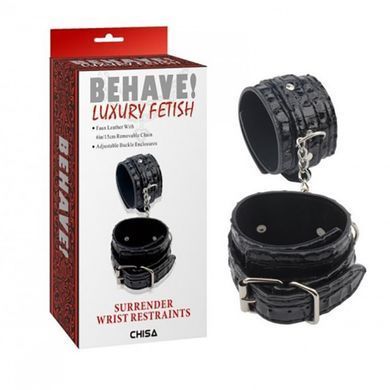 Наручники Behave Luxury Fetish SURRENDER WRIST RESTRAINTS, Черный