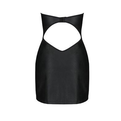 Мини-платье из экокожи CELINE CHEMISE black XXL/XXXL &mdash; Passion: шнуровка, трусики в комплекте