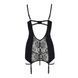 Сорочка приталена з пажами PAULINE CHEMISE black L/XL Passion, трусики, Черный