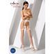 Эротические колготки-бодистокинг Passion S011 white, имитация чулок в крупную сетку и пояса, Белый