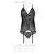 Корсет с пажами, трусики с ажурным декором и открытым шагом Ursula Corset black L/XL &mdash; Passion, Черный