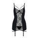Сорочка приталена з пажами PAULINE CHEMISE black L/XL Passion, трусики, Черный