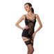 Сорочка приталена з пажами PAULINE CHEMISE black L/XL Passion, трусики, Черный