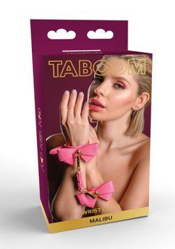Наручники з бантиками Taboom Malibu Wrist Cuffs із веганської шкіри, рожеві