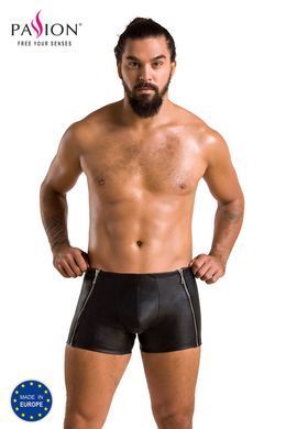 Чоловічі шкіряні боксери з блискавками Passion Short Matt XXL/XXXL, чорні