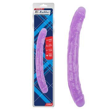 Фаллоимитатор&nbsp;двухсторонний фиолетовый&nbsp;Chisa&nbsp;Hi-Rubber 32,5 см *3,5 см