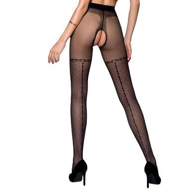 Колготки с открытым доступом, имитация чулок TIOPEN 014 black 1/2 (20 den) &mdash; Passion, Черный