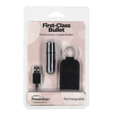 Вибропуля PowerBullet First-Class Bullet 2.5&Prime; with Key Chain Pouch, Silver, 9 режимов вибрации, Серебристый