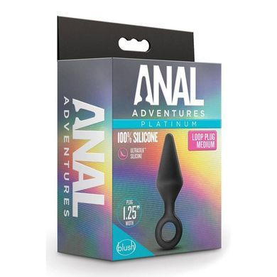 Анальний плаг із кільцем-стопером Blush Anal Adventures Platinum Silicone чорний, 11.4 х 3.1 см