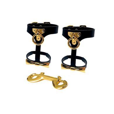 Поножі з італійської шкіри із золотими деталями Butterfly cuffs UPKO