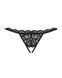 Кружевные танга с двумя отверстиями Obsessive 831-THC-1 crotchless thong S/M, черные, бантики