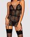 Сорочка в сіточку Obsessive Basitta зі шнурівкою, чорний, S/M