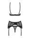 Комплект со шнуровкой и поясом для чулок Obsessive Basitta set Black S/M