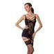 Сорочка приталенная с пажами PAULINE CHEMISE black S/M - Passion, трусики, Черный