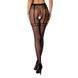 Эротические колготки-бодистокинг Passion S012 black, имитация чулок, пояса и ажурных трусиков, Черный
