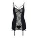 Сорочка приталенная с пажами PAULINE CHEMISE black S/M - Passion, трусики, Черный
