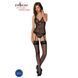 Корсет із пажами, трусики з ажурним декором та відкритим кроком Ursula Corset black S/M &mdash; Passion, Черный