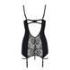 Сорочка приталенная с пажами PAULINE CHEMISE black S/M - Passion, трусики, Черный